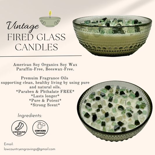 Vintage Fired Glass Soy Candles