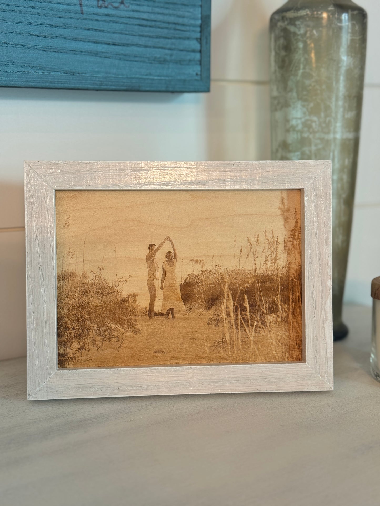 Framed Wood Photo Engraving