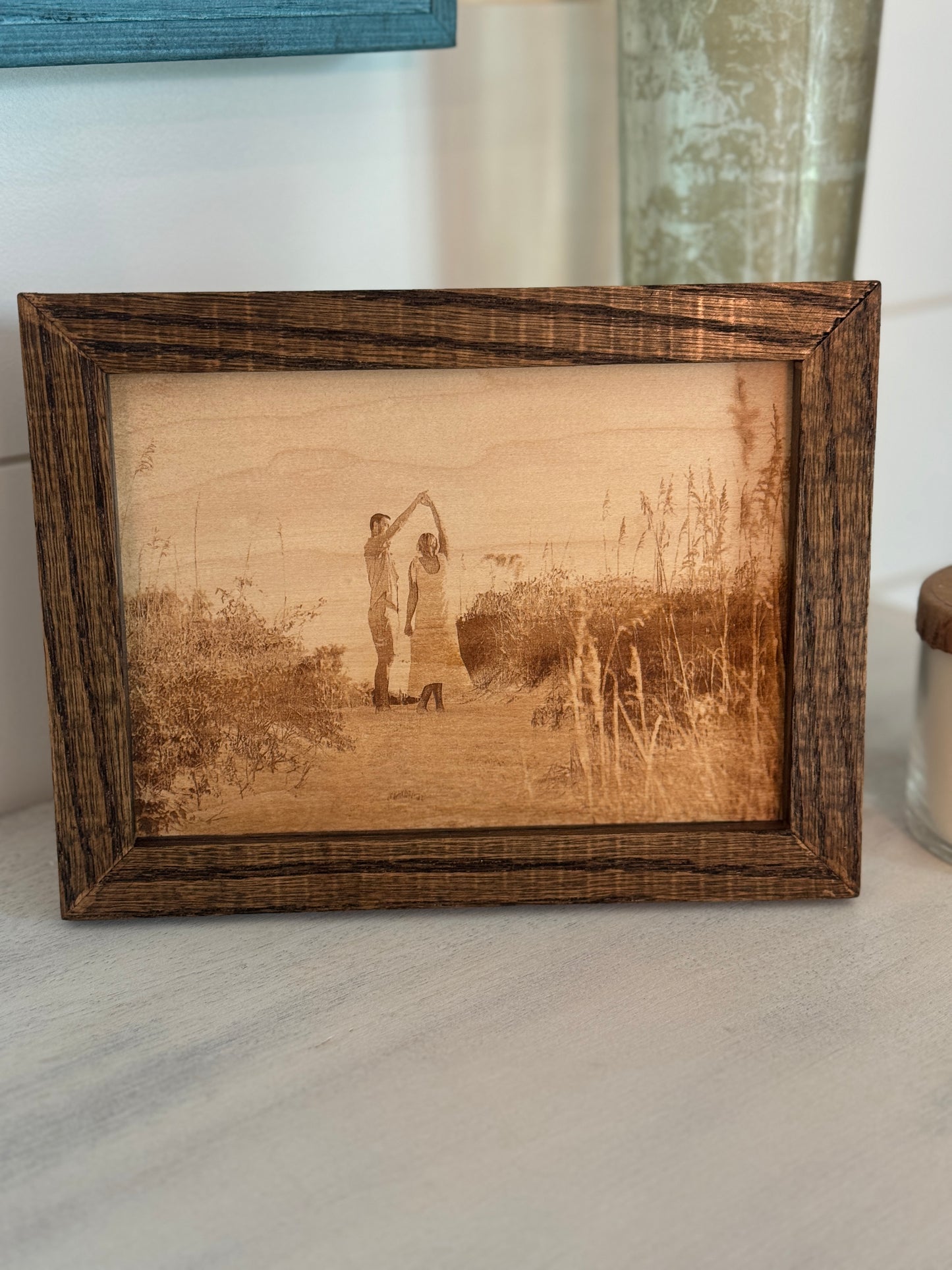 Framed Wood Photo Engraving