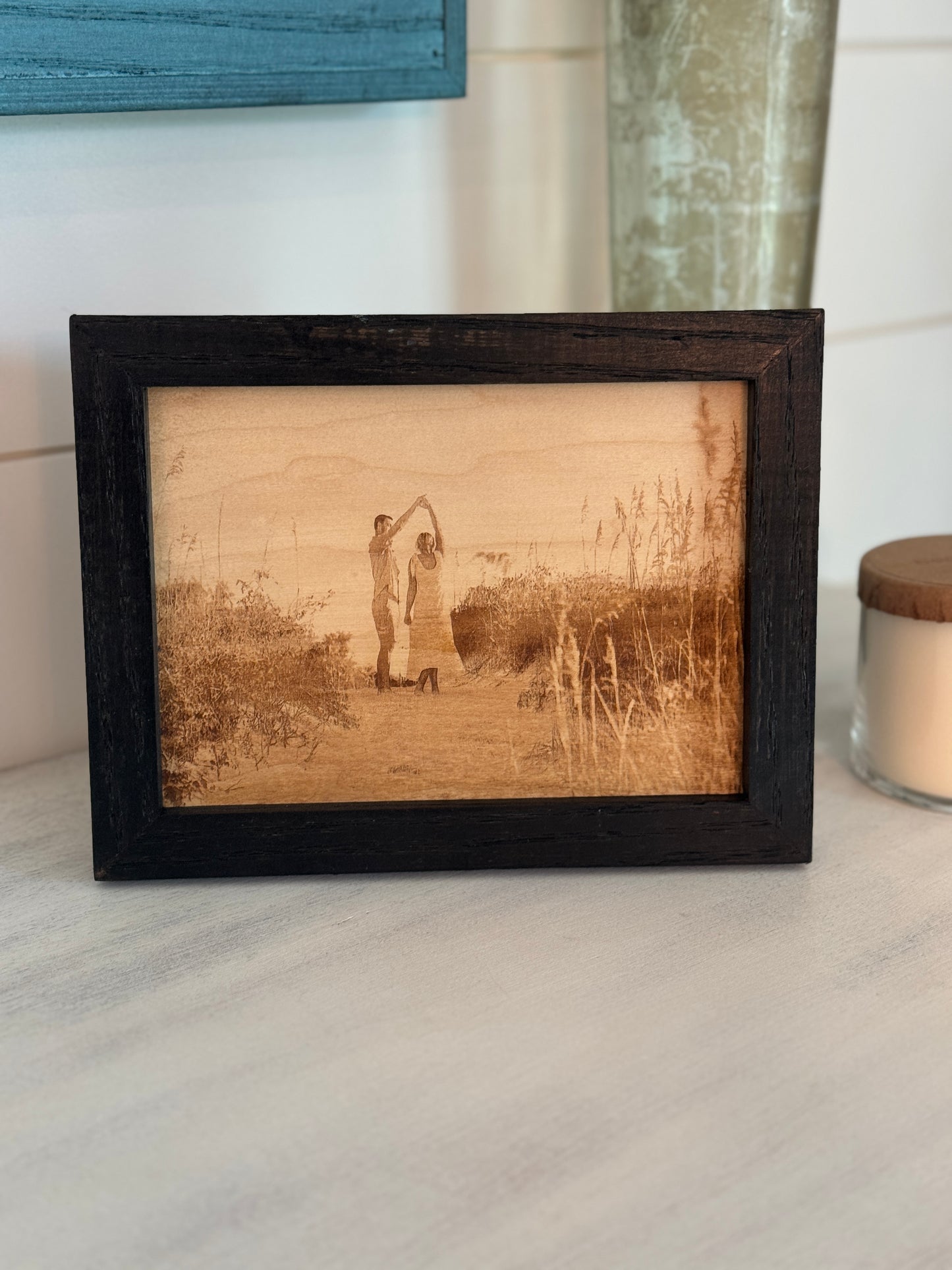 Framed Wood Photo Engraving